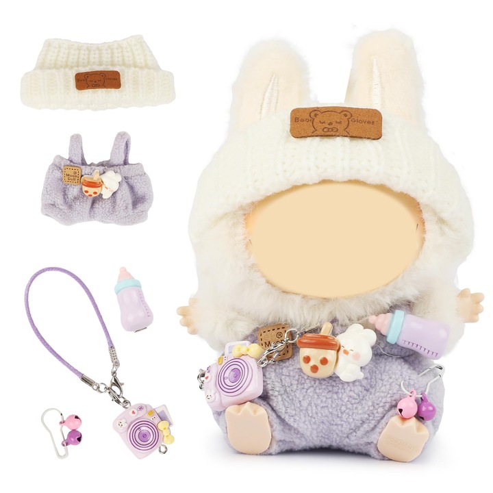 Set de haine pentru papusi Labubu, TREXORA, 3 piese, Multicolor