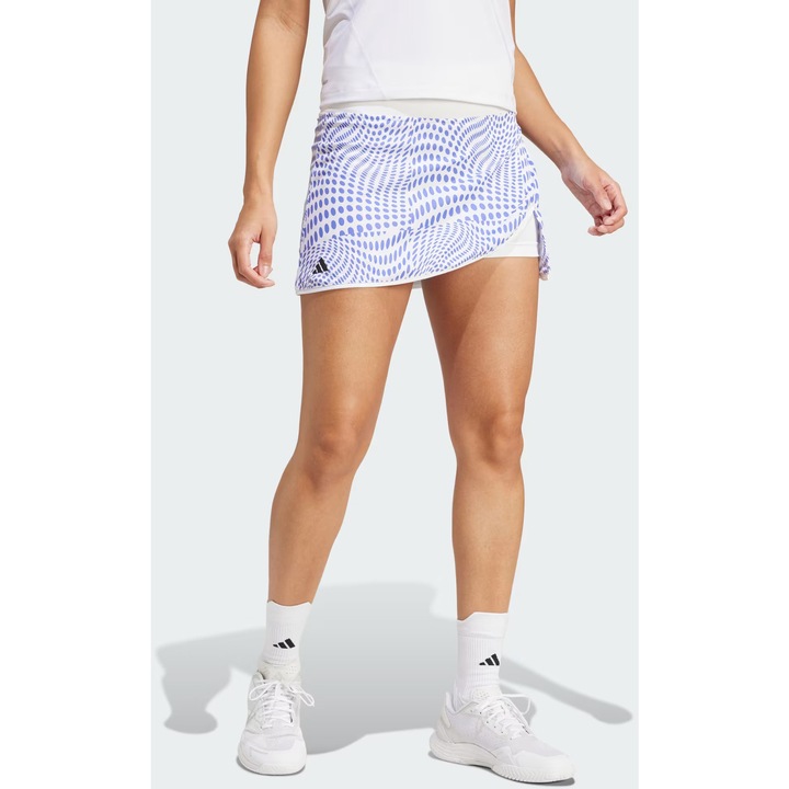 Fusta femei adidas Club Graphic Skirt, Albastru, Albastru