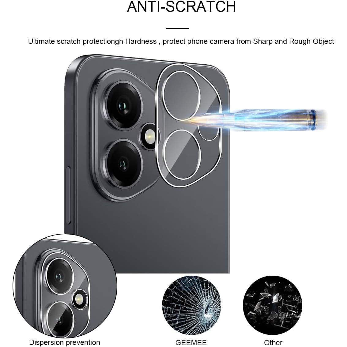 Set 2 folii protectie camera telefon, Sticla securizata 9H, Pentru Honor 400, Transparent