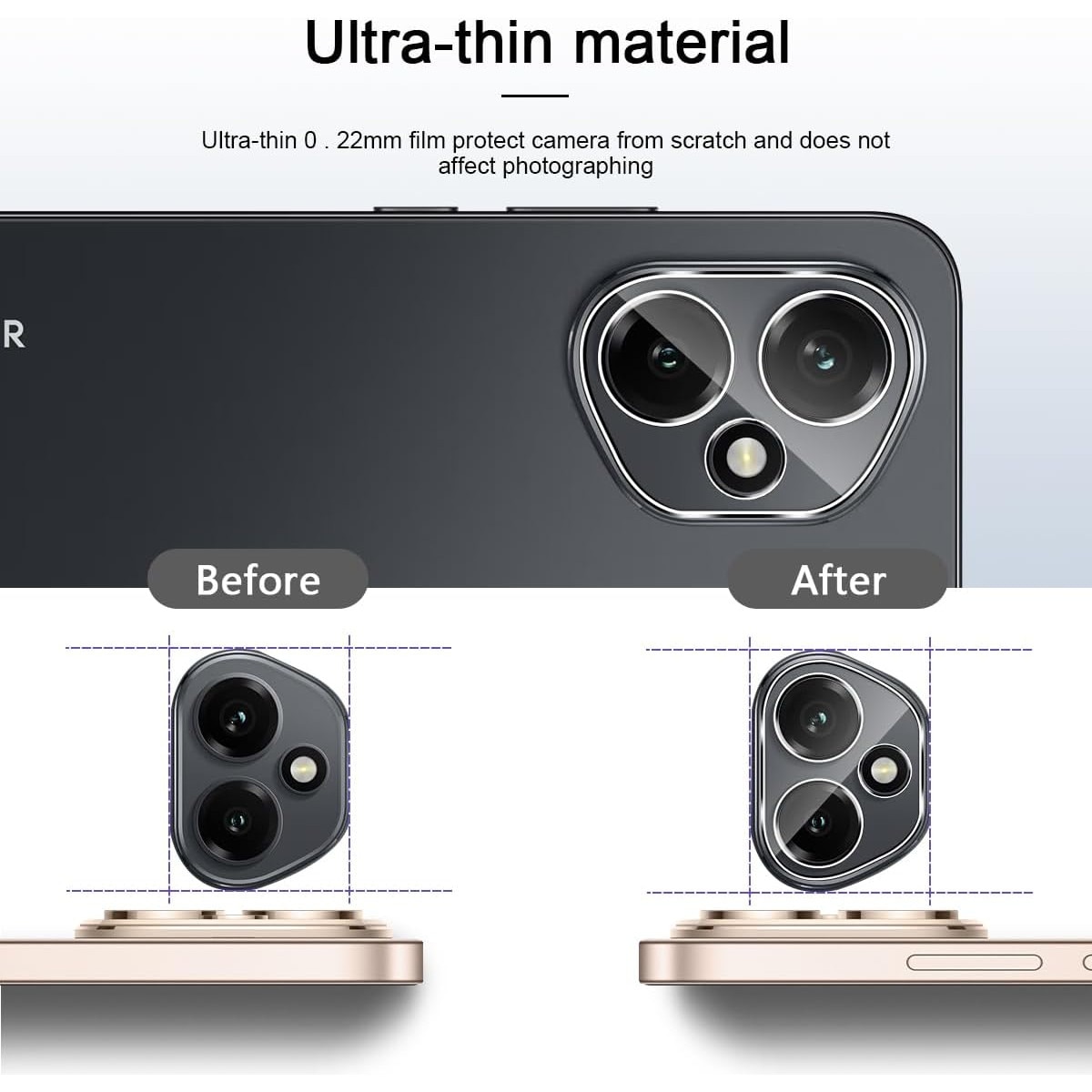 Set 2 folii protectie camera telefon, Sticla securizata 9H, Pentru Honor 400, Transparent