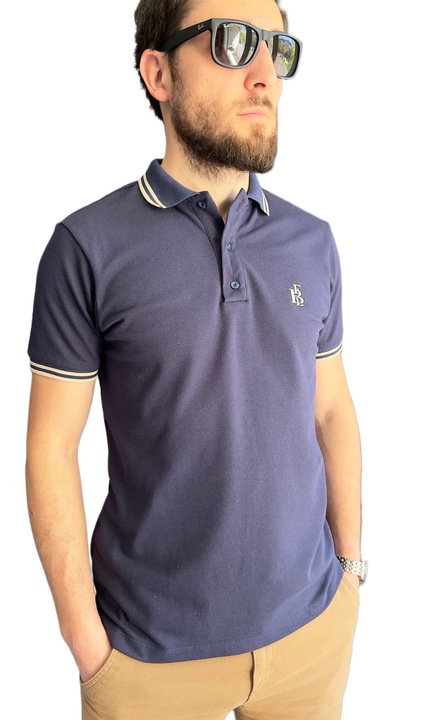 Férfi galléros póló FBL, 100% pamut, sötétkék, XXL