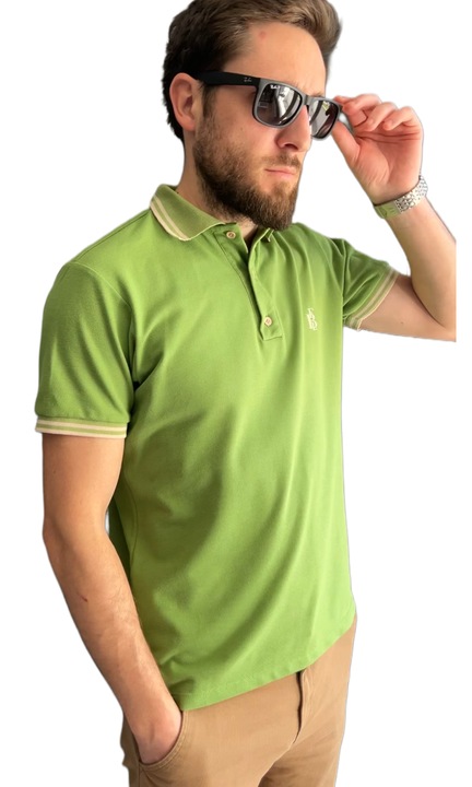 Férfi galléros póló FBL, 100% pamut, zöld, S