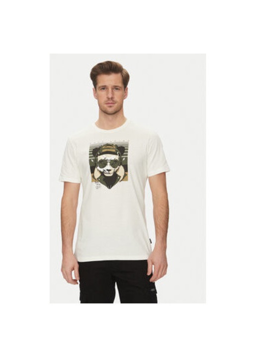 Ferfi kevert anyagu polo, 20717766, pamut, feher, Fehér