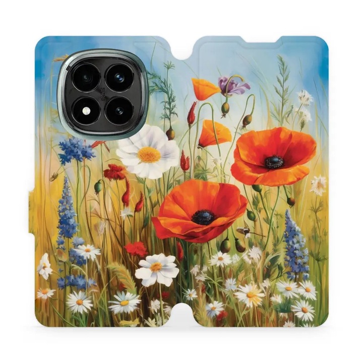 Калъф, Mobiwear - Book - VP43S за Xiaomi Redmi Note 14 Pro Plus 5G, Полски Цветя