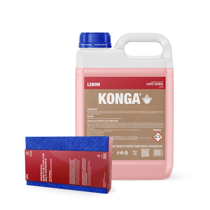 Sampon Concentrat cu Spumare Marita Pentru Covoare, Mochete si Tapiterii, 5000ml, Parfum Flori de Munte, curata in profunzime si improspateaza culorile + Burete de curatare profesional pentru multi-suprafete - Albastru cu galben - 10 bucati / pachet