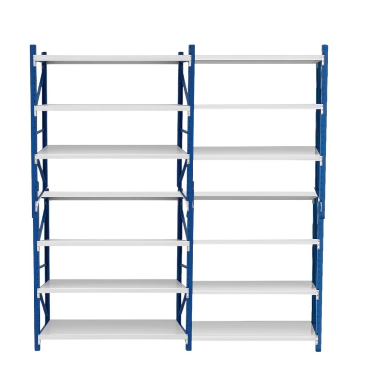 Raft profesional pentru depozitare, cu configurare multipla – 800 kg, Blue & White, dimensiuni: L2000 x l400 x H2000 mm