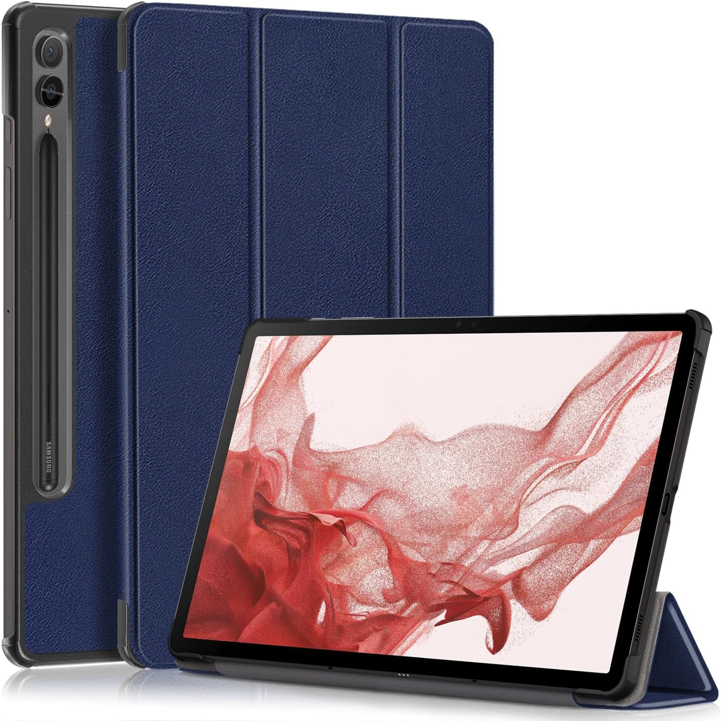 Husa tableta pentru, Samsung Galaxy Tab S9 FE+ / S9 FE Plus 12.4"(SM-X610/X616), auto functie sleep/wake tip stand, Albastru inchis