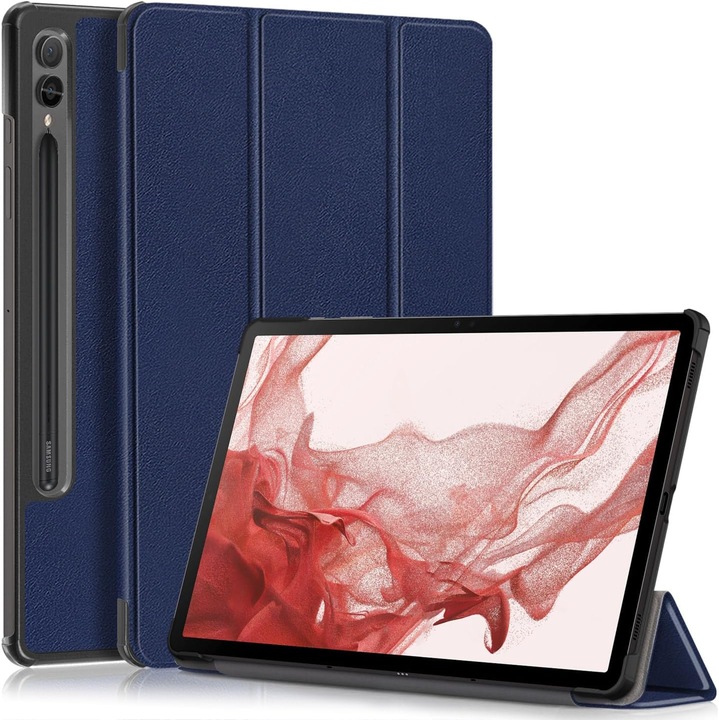 Husa tableta pentru, Samsung Galaxy Tab S9 FE+ / S9 FE Plus 12.4"(SM-X610/X616), auto functie sleep/wake tip stand, Albastru inchis