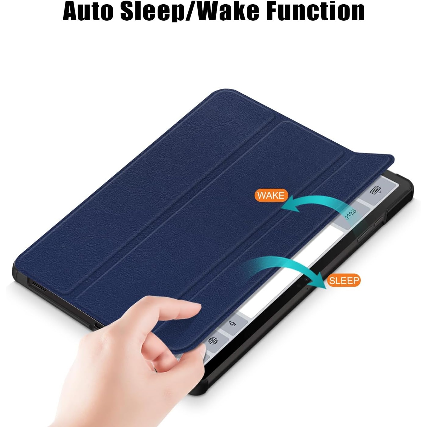 Husa tableta pentru, Samsung Galaxy Tab S9 FE+ / S9 FE Plus 12.4"(SM-X610/X616), auto functie sleep/wake tip stand, Albastru inchis