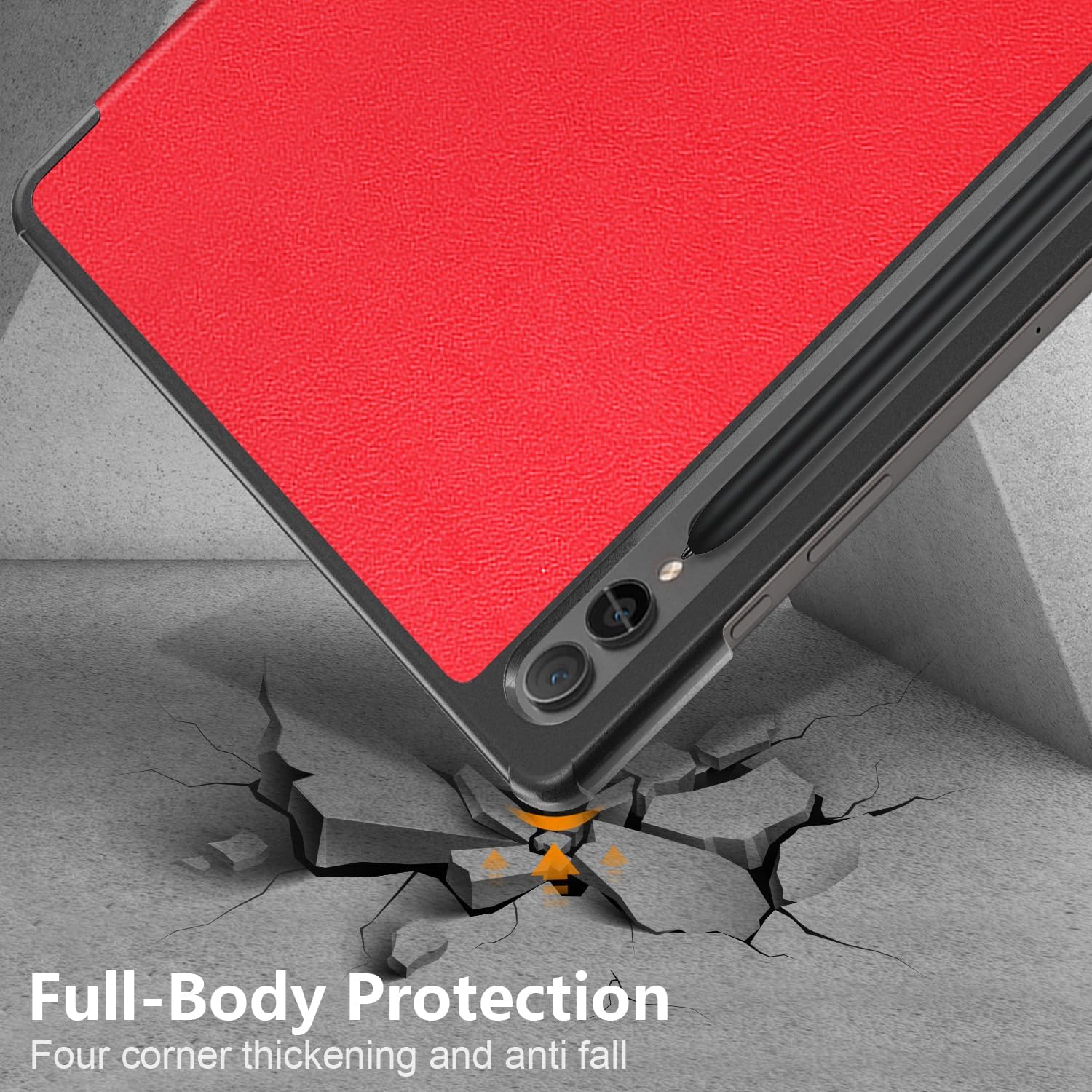 Husa tableta pentru, Samsung Galaxy Tab S9 FE+ / S9 FE Plus 12.4"(SM-X610/X616), auto functie sleep/wake tip stand, Rosu