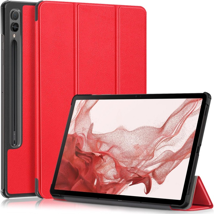 Husa tableta pentru, Samsung Galaxy Tab S9 FE+ / S9 FE Plus 12.4"(SM-X610/X616), auto functie sleep/wake tip stand, Rosu