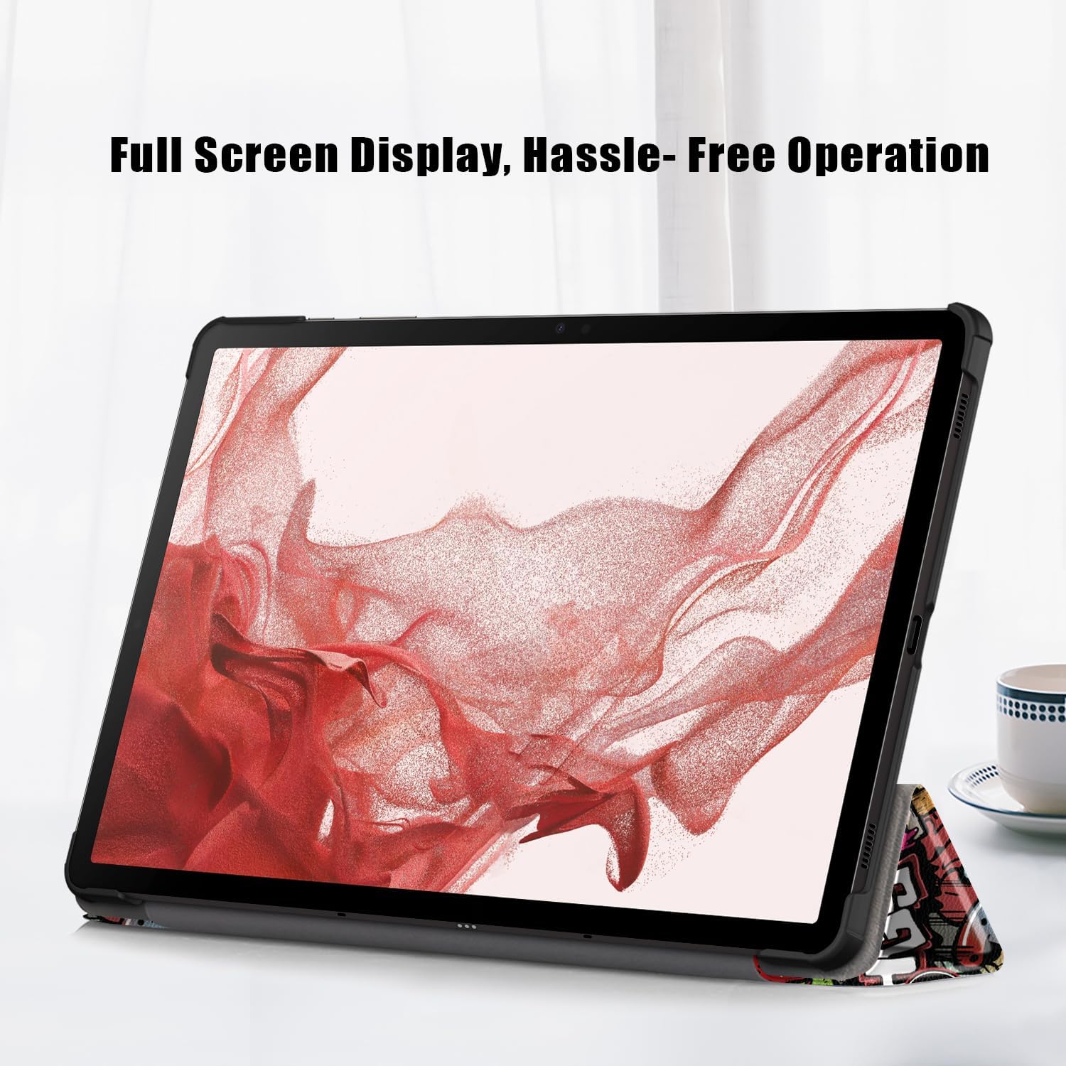 Husa tableta pentru, Samsung Galaxy Tab S9 FE+ / S9 FE Plus 12.4"(SM-X610/X616), auto functie sleep/wake tip stand, Graffiti