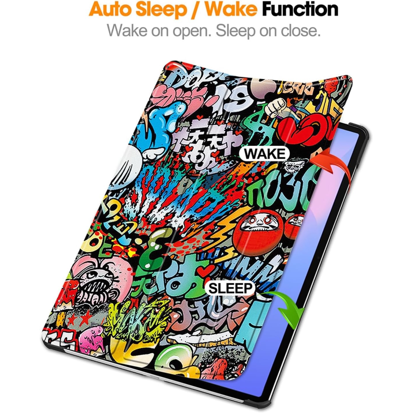 Husa tableta pentru, Samsung Galaxy Tab S10 FE+ 13.1 Inch 2025(SM-X620 / X626 ), auto functie sleep/wake tip stand, Graffiti