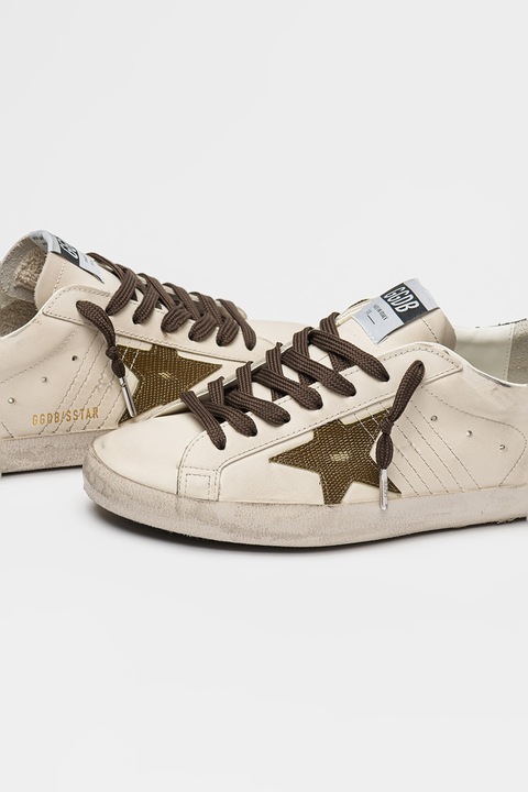 GOLDEN GOOSE, Кожени спортни обувки Super-Star Classic с винтидж ефект, Бял