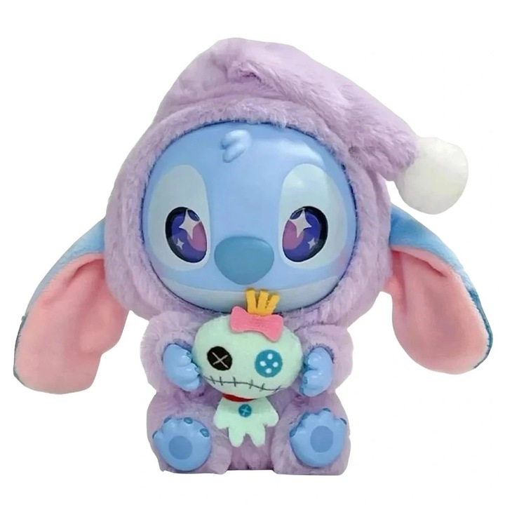 Плюшена играчка mystery box Stitch Labubu, 15 см, Лилаво