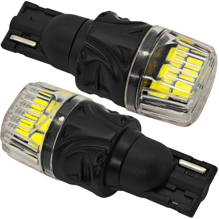 motoLEDy, Комплект LED крушки, T15, W16W, T10, W5W, 12V - 24V, CANBUS, 1000lm, Бял, 2 бр