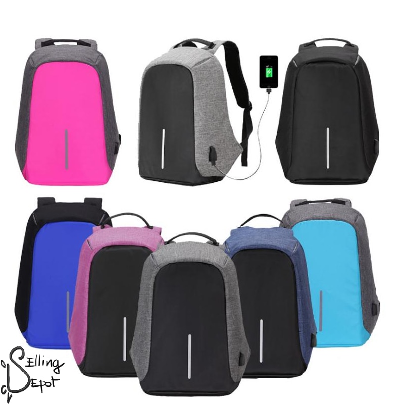 Rucsac Laptop SELLING DEPOT, 14 inch, Port USB, Poliester Rezistent, Compartiment Laptop, Calatorie, Scoala sau Birou, Roz