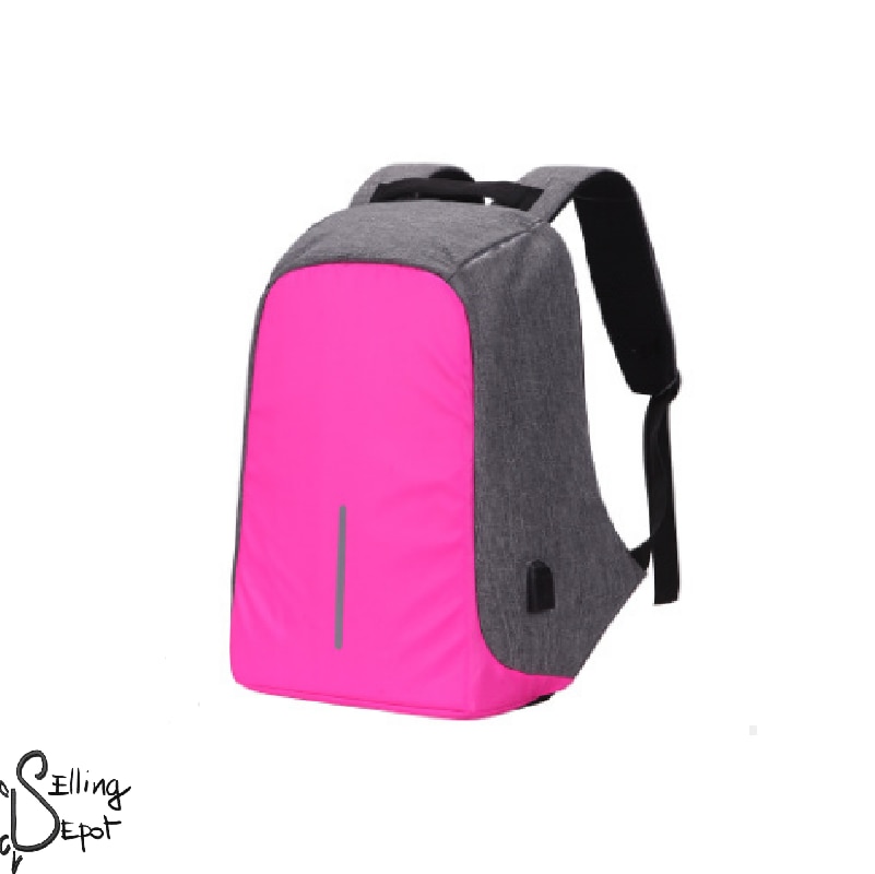 Rucsac Laptop SELLING DEPOT, 14 inch, Port USB, Poliester Rezistent, Compartiment Laptop, Calatorie, Scoala sau Birou, Roz