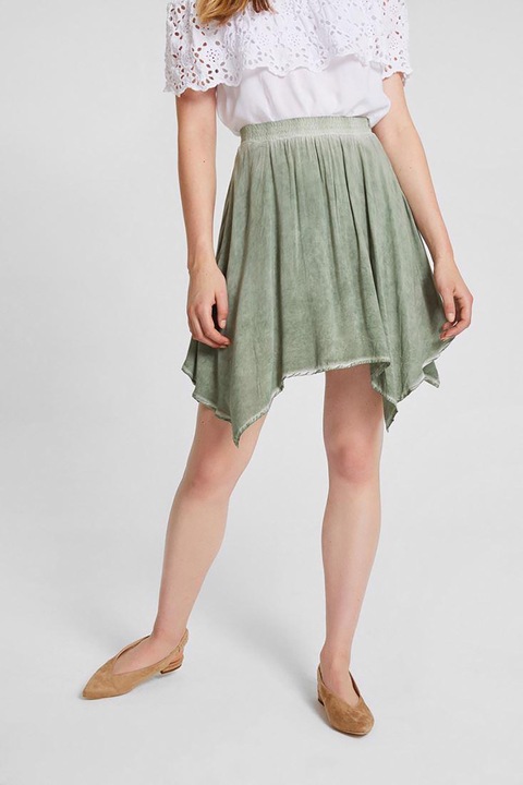 OXXO, Fusta scurta asimetrica cu talie inalta, Verde pal, XS