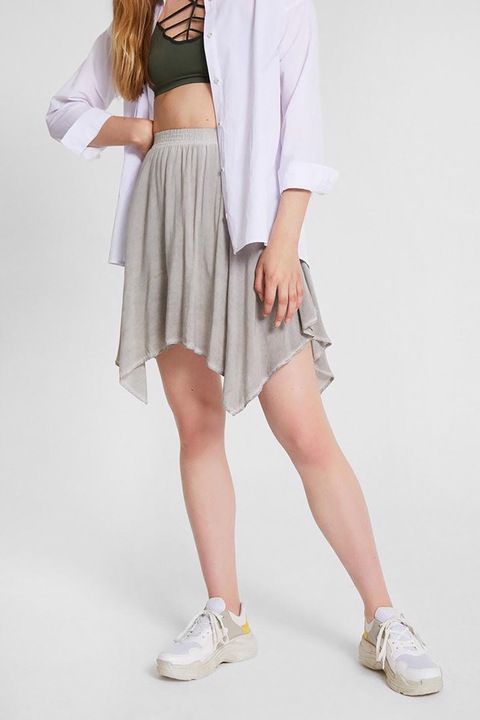 OXXO, Fusta scurta asimetrica cu talie inalta, Grej, S