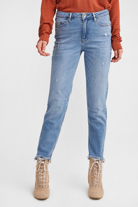 OXXO, Blugi crop cu aspect decolorat, Albastru pastel