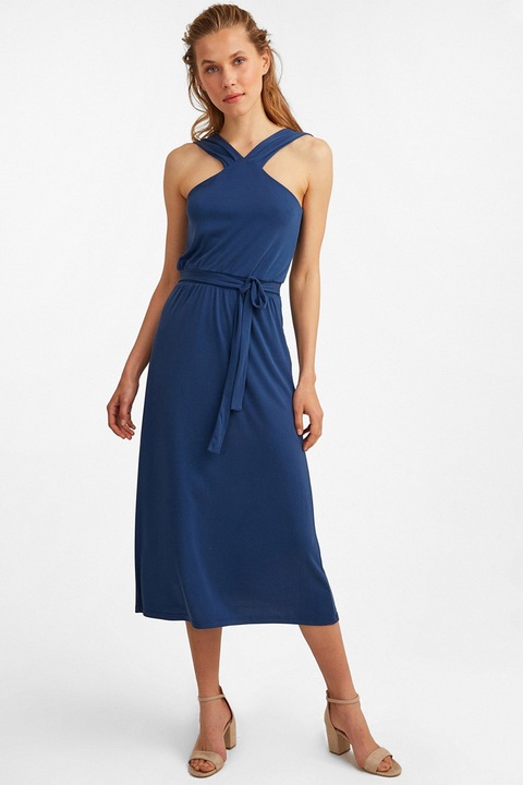 OXXO, Rochie midi halter, Albastru inchis