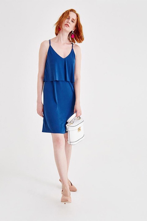 OXXO, Rochie uni din amestec de modal, Albastru royal