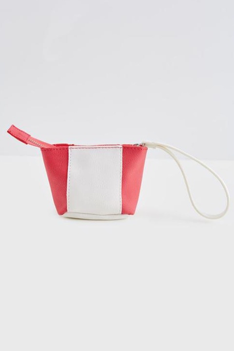OXXO, Geanta plic de piele ecologica cu design colorblock, Rosu, Alb