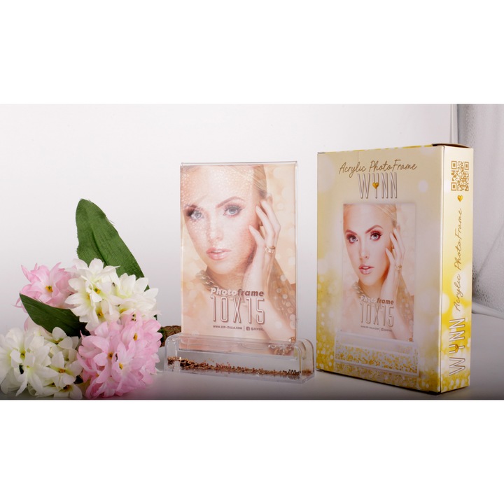Rama Plexi cu sclipici la baza si insertie foto 10x15 cm