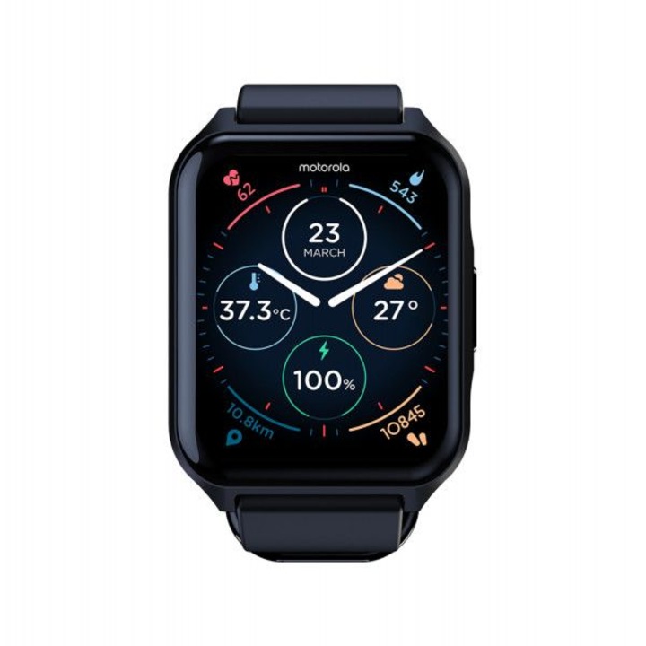 Motorola Moto Watch 70 okosóra, 1,69"-os IPS LCD kijelző, Bluetooth, Android/iOS, alvásfigyelés, Google Fit integráció, IP67 fekete