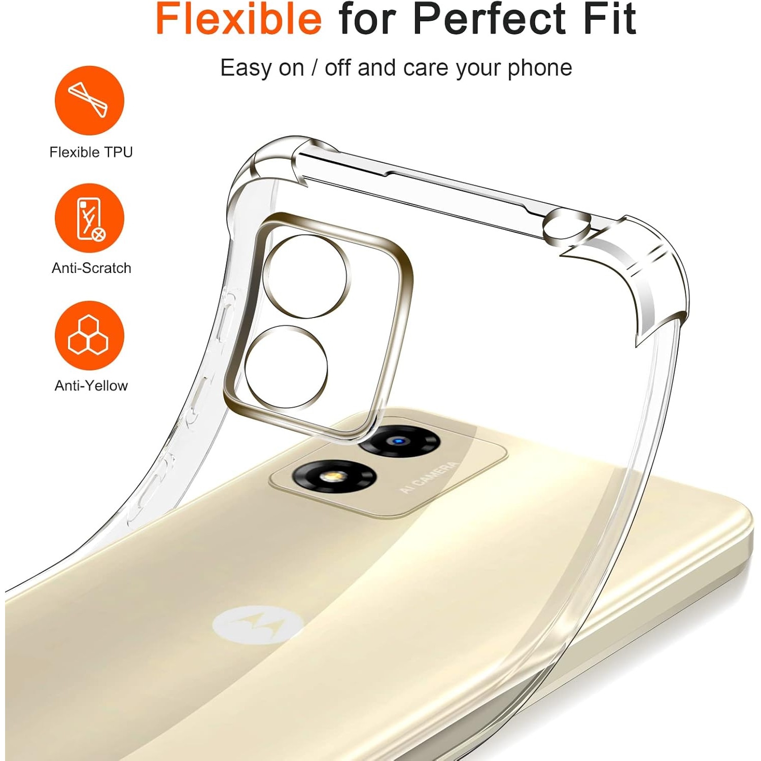 Husa Anti soc, transparenta compatibila cu Motorola E13