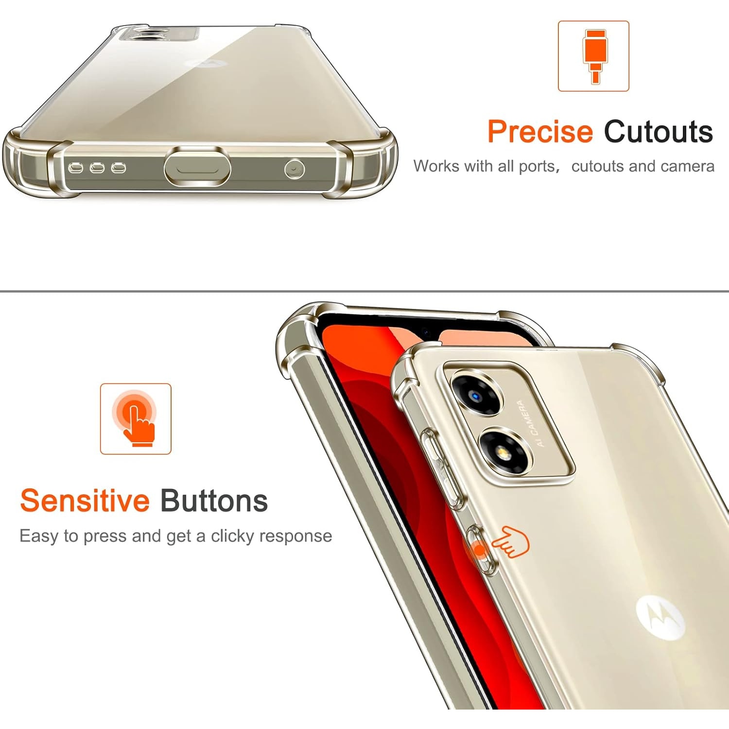 Husa Anti soc, transparenta compatibila cu Motorola E13
