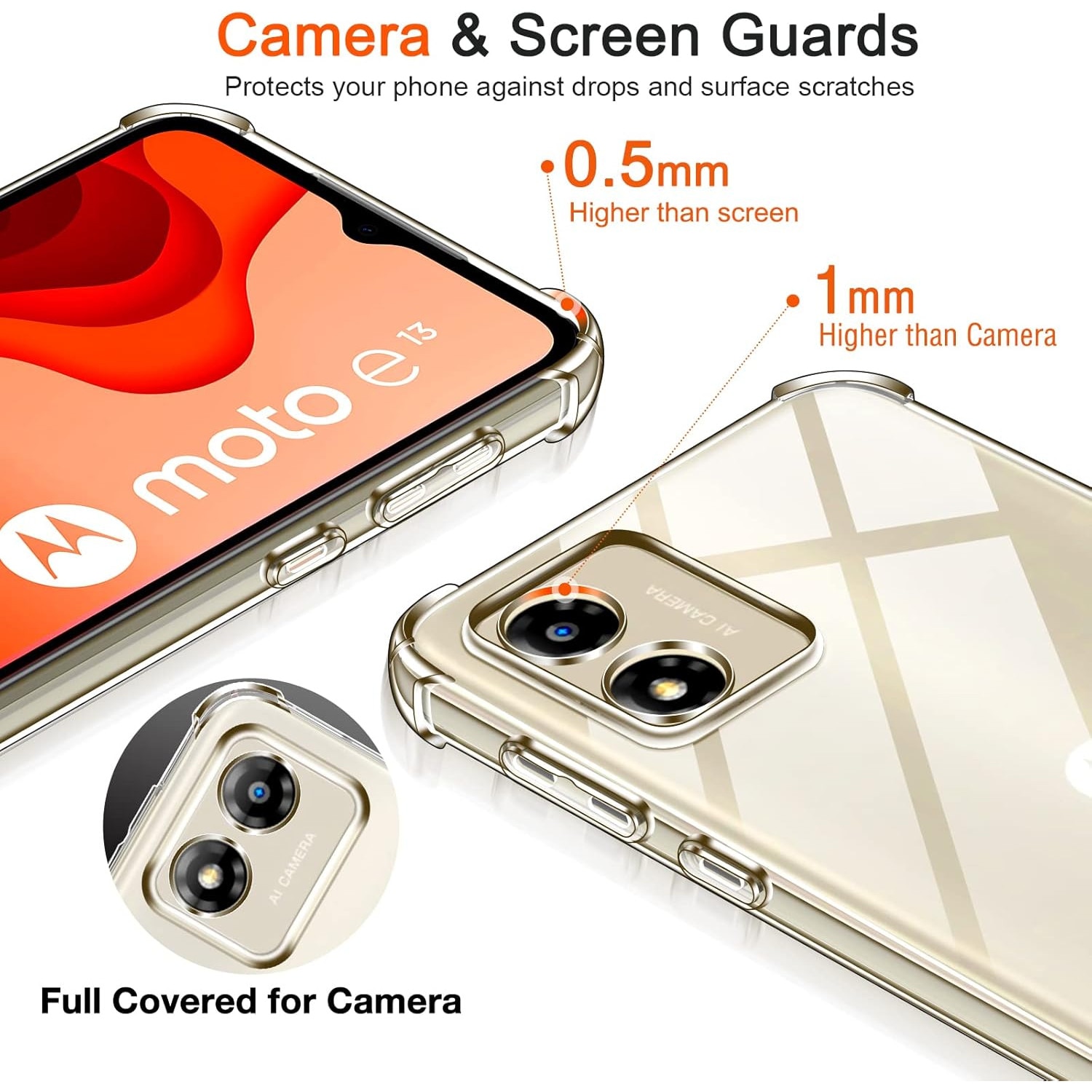 Husa Anti soc, transparenta compatibila cu Motorola E13