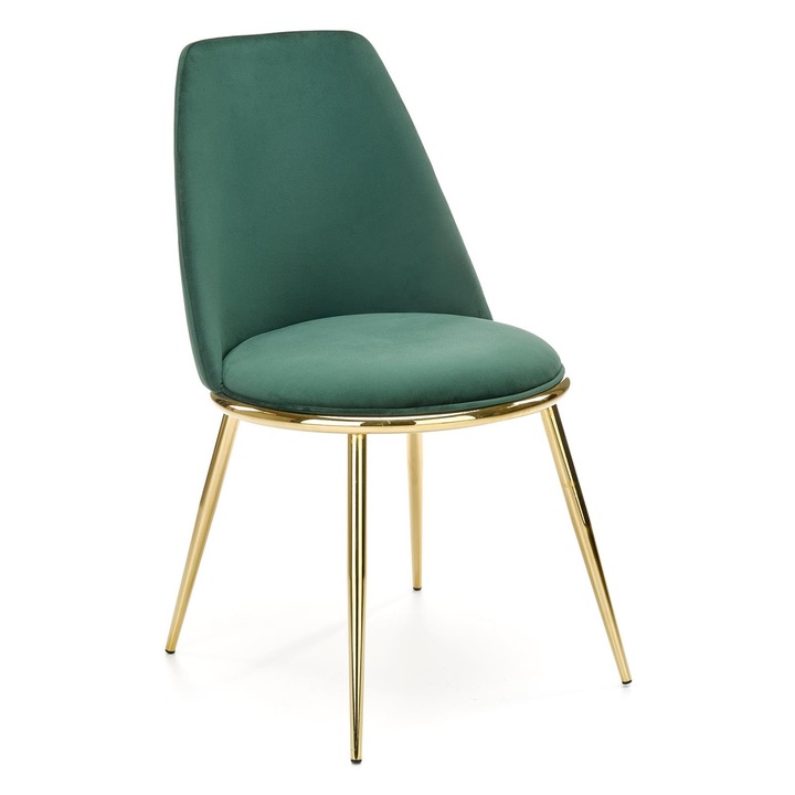 Scaun K460, verde inchis, metalic, design glamour, dimensiuni 49x54x84cm