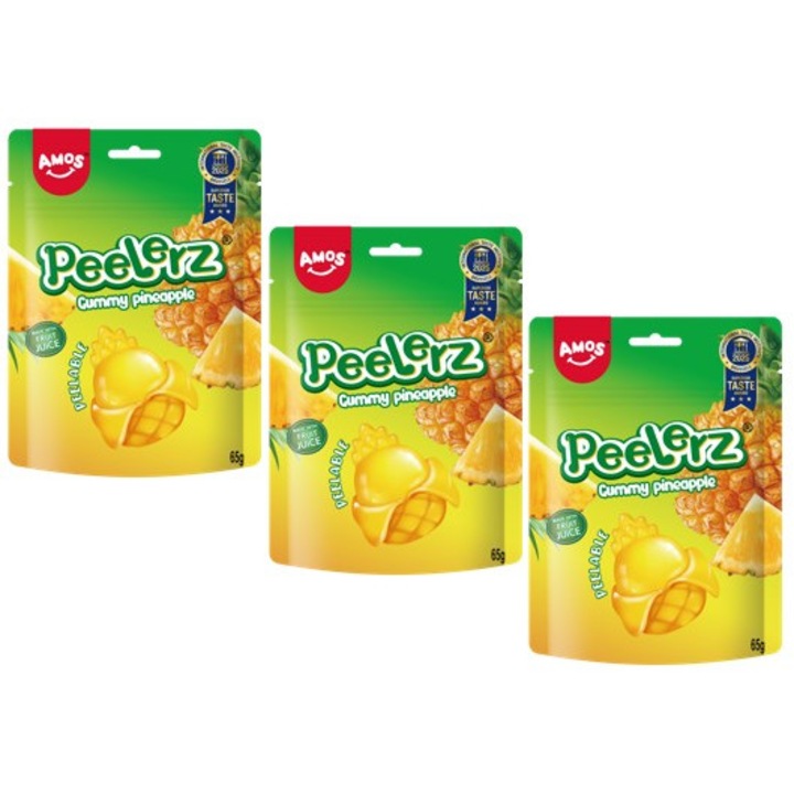 Желирани Бонбони AMOS, Peelerz Pineapple, 3 x 65 g