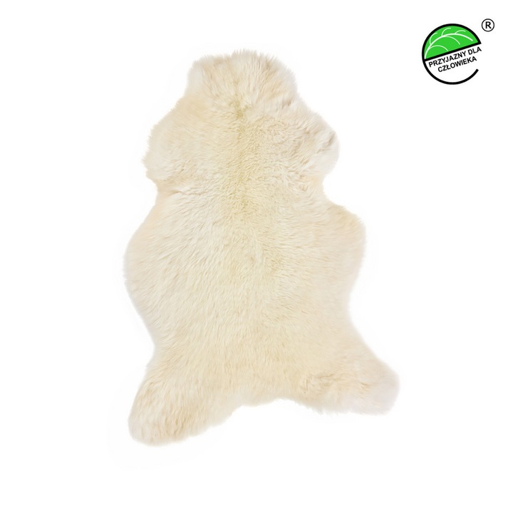 Patura din piele de oaie naturala alba, 80x90cm, Vanuba