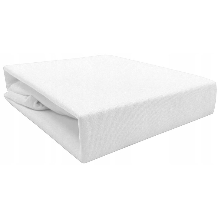 Cearceaf de pat Jersey, 160x200cm, alb, cu elastic
