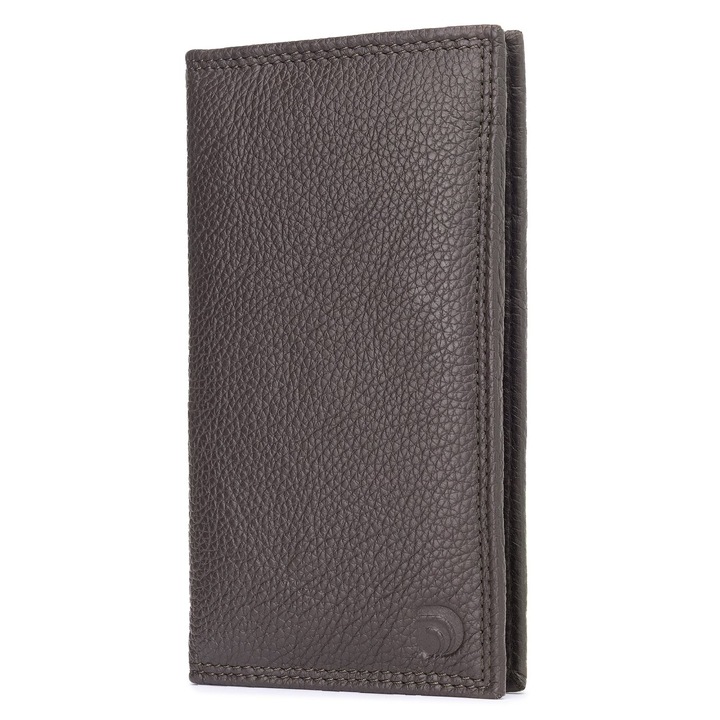 Portofel unisex Delis Amaris, piele naturala, maro inchis, 9x1x16cm