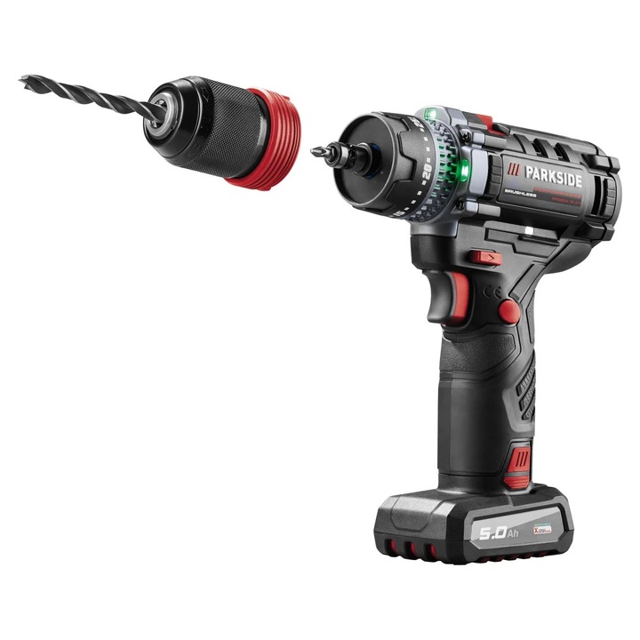 Интелигентна отвертка/бормашина с батерия PARKSIDE PERFORMANCE, PPBSSA 12V/5Ah, зарядно устройство 6A, 1 конфигурация и наблюдение на данни чрез приложението PARKSIDE