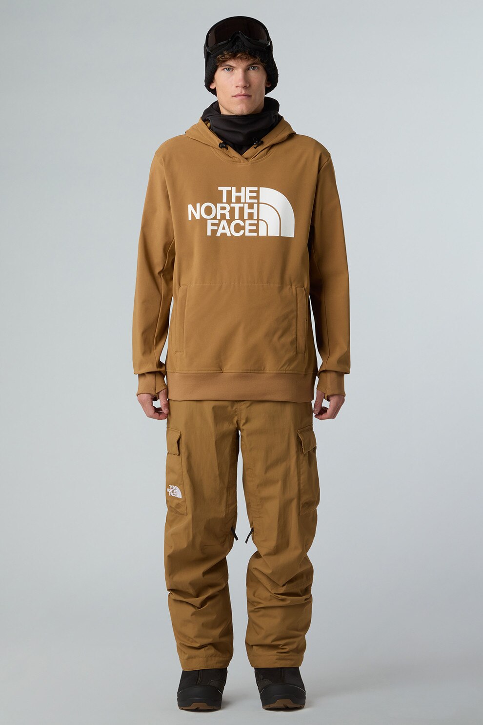 ⭐️Sui The North Face, Hanorac cu logo si buzunar kangaroo, Alb, Maro