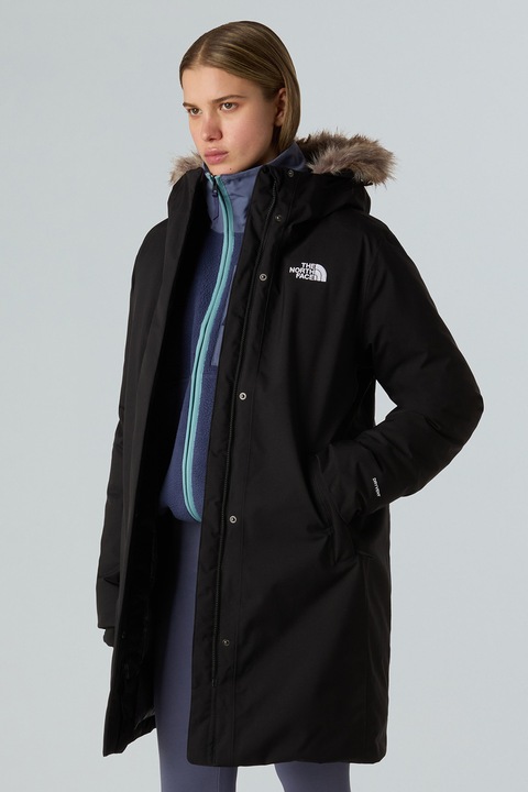 The North Face, Geaca parka cu umplutura de puf si cu blana sintetica Arctic, Negru, M