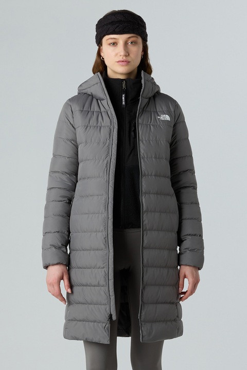 The North Face, Geaca lunga cu logo, Gri