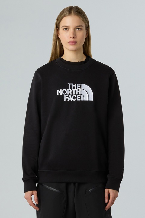 The North Face, Bluza de trening cu decolteu la baza gatului si logo Drew Peak, Alb/Negru