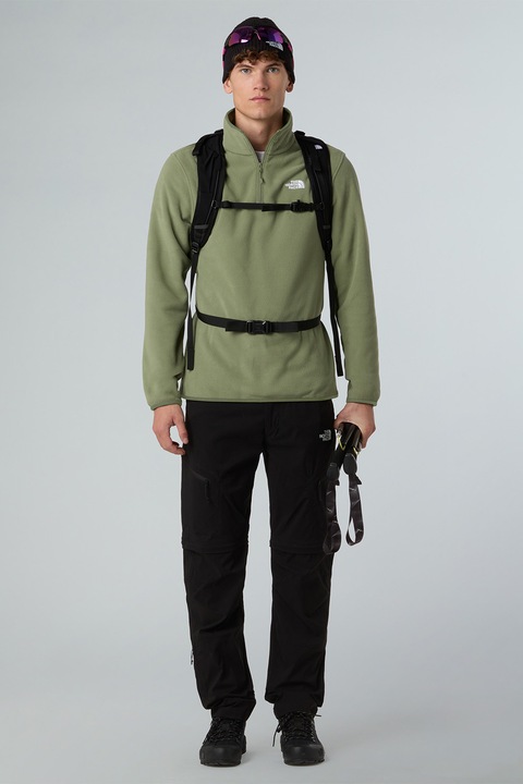 The North Face, Hanorac din material fleece cu fenta scurta cu fermoar pentru trekking Glacier, Verde pal