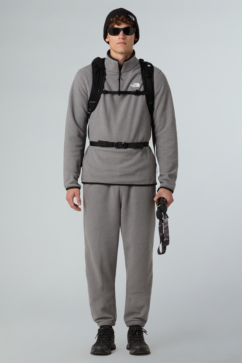 The North Face, Pantaloni de trening din material fleece cu buzunare Glacier, Gri deschis, L