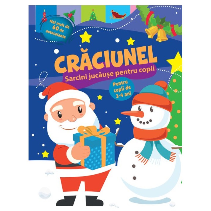 Caiet Craciunel, PANNON-LITERATÚRA KFT, 60 autocolante, activități distractive