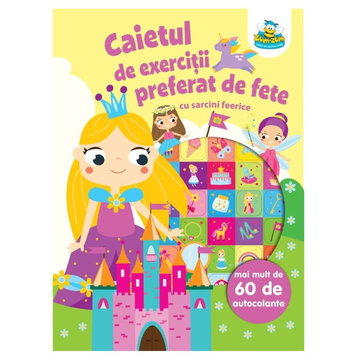 Caiet de exerciții pentru fete, PANNON-LITERATÚRA KFT, peste 60 de autocolante, activități interactive