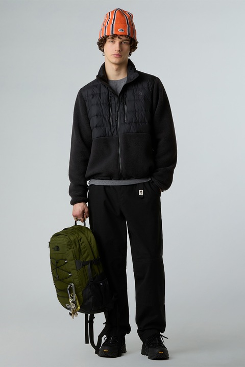 The North Face, Jacheta usoara cu garnituri din material fleece Hybrid, Negru