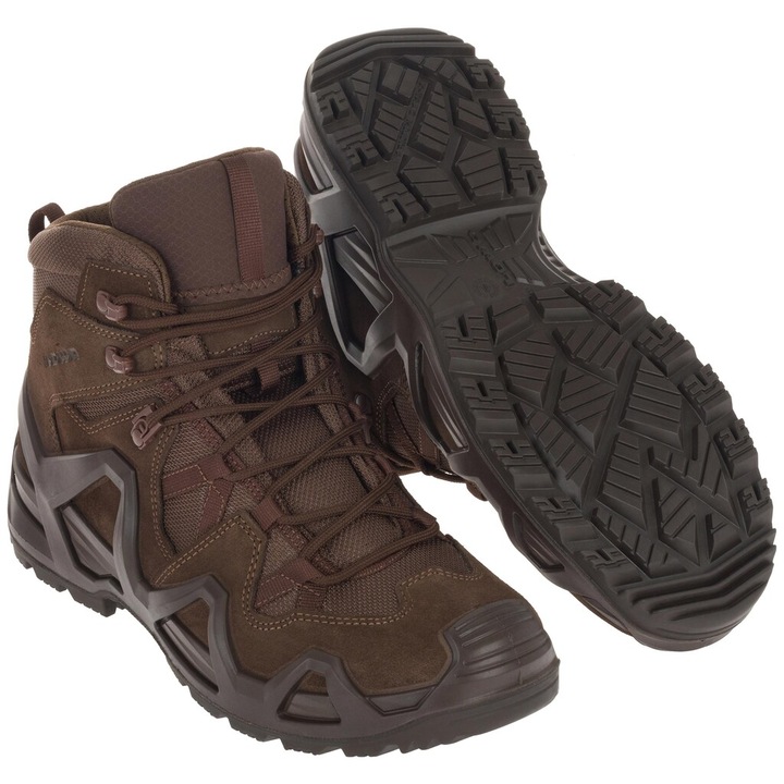 Ghete Lowa Zephyr MK2, usoare, maro, piele intoarsa si Cordura, suport pentru glezna, talpa Lowa X-TRAC Military, 51 EU