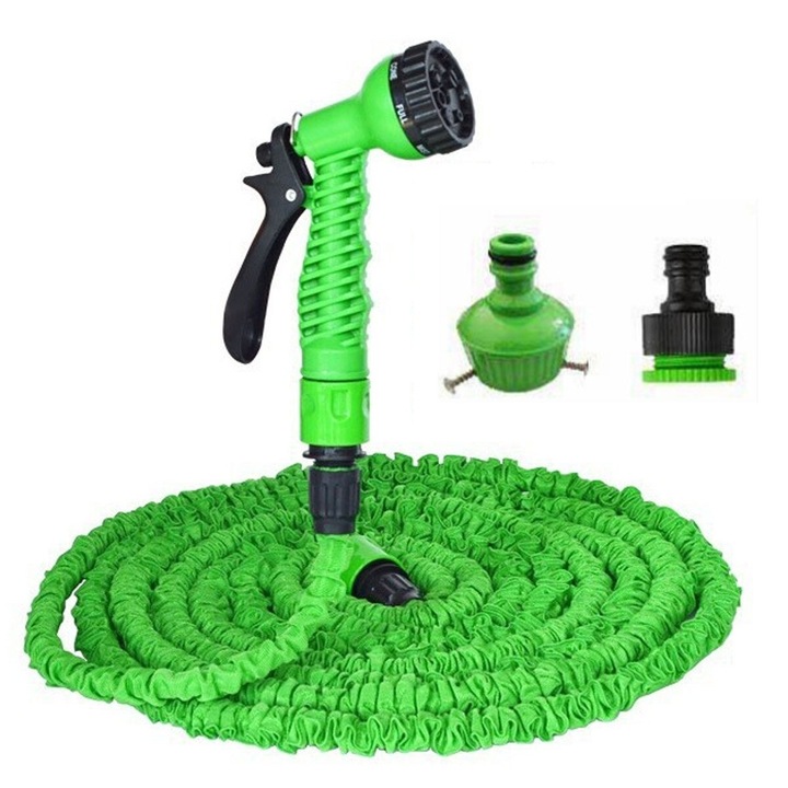 Furtun Gradina Extensibil 7.6m, Rezistent UV, Verde, Flexibil si Anti-Incurcare